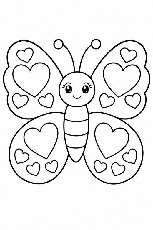 Butterfly with heart wings, color online