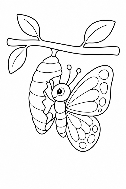 Butterfly leaving its chrysalis, color online