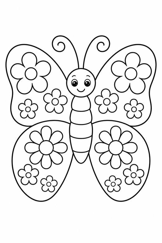 Butterfly with flower wings, color online