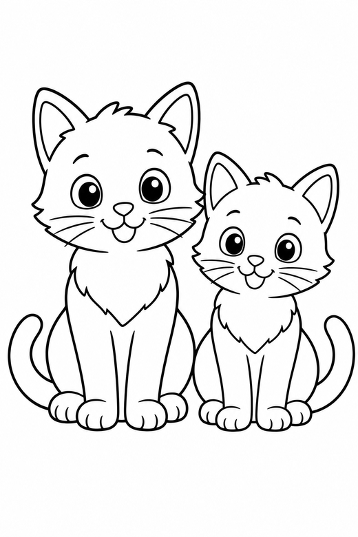 Two kittens side by side, color online