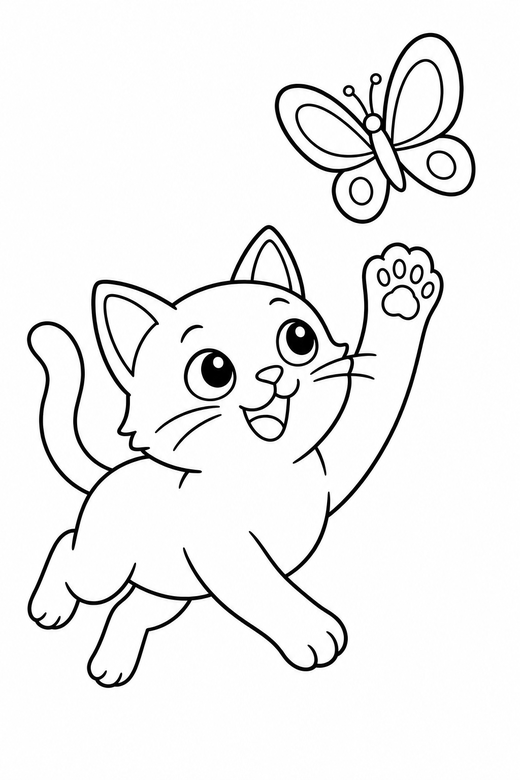 Cat chasing a butterfly, color online