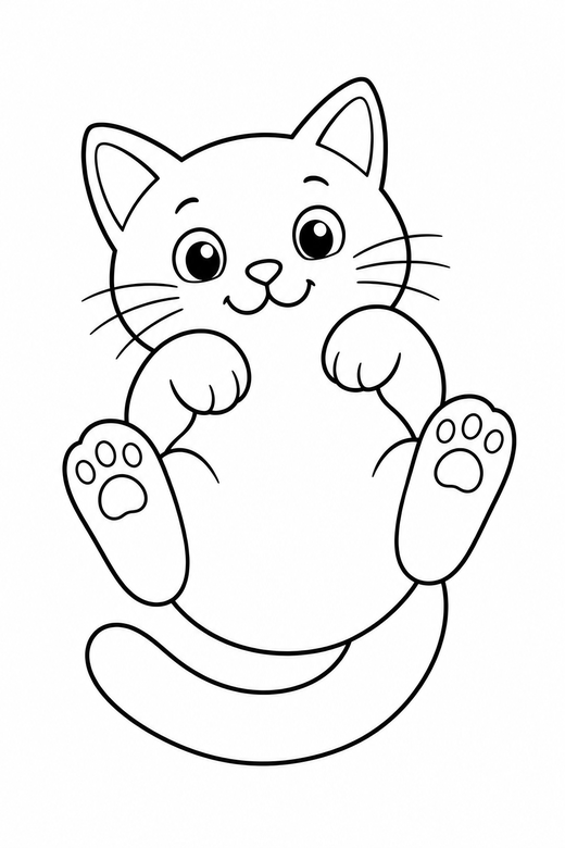 Cat lying on its back, color online
