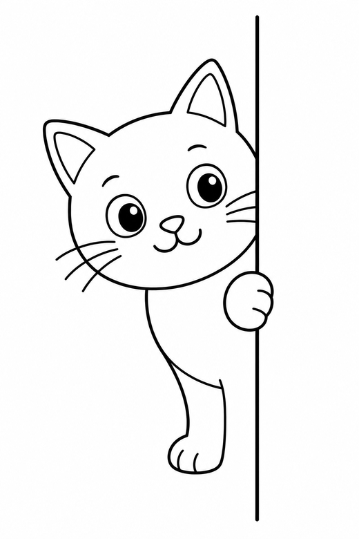 Cat peeking round a corner, color online