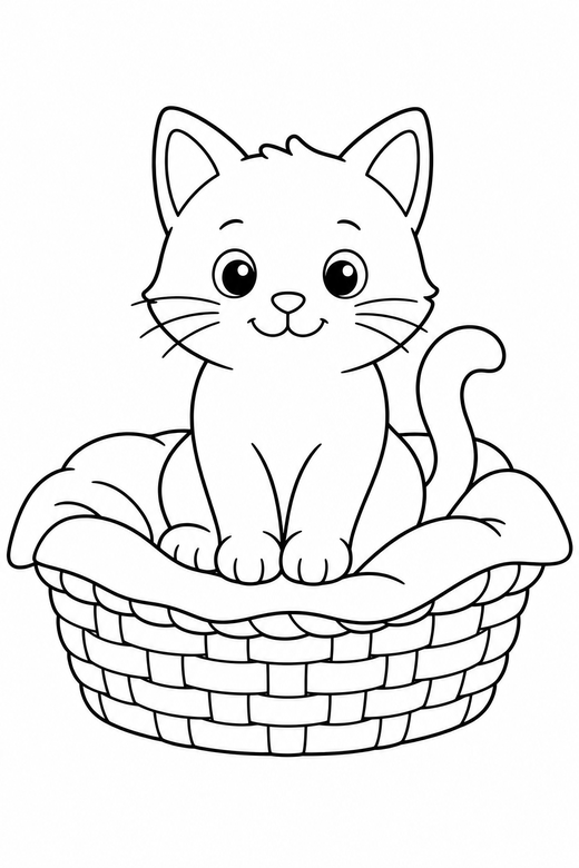 Cat in a basket, color online
