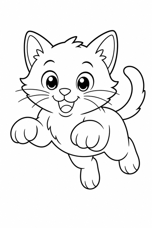 Kitten mid-pounce, color online