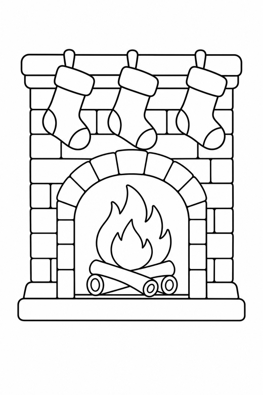 Fireplace at Christmas, color online