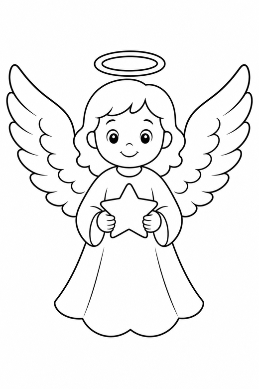 Angel with wings, color online