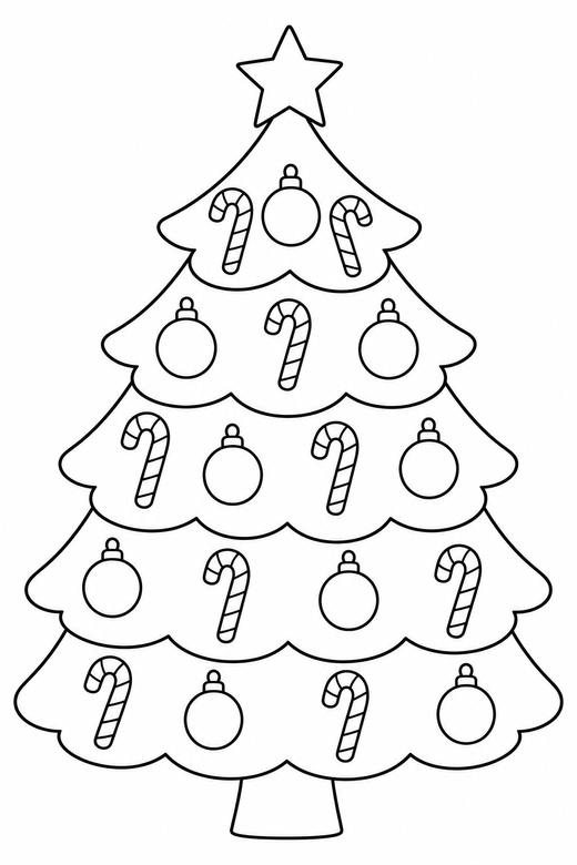 Tree with candy canes, color online