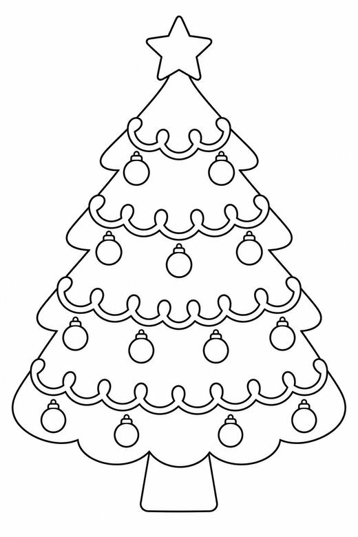 Tree with tinsel swags, color online