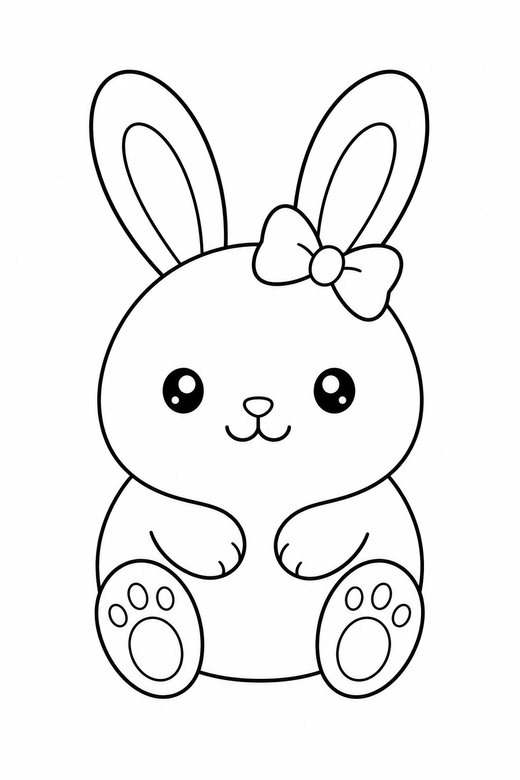 Bunny with a bow, color online