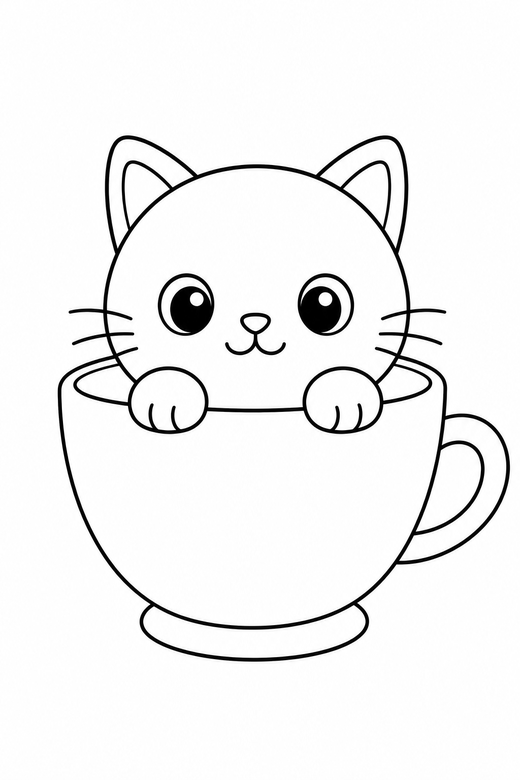 Cat in a teacup, color online