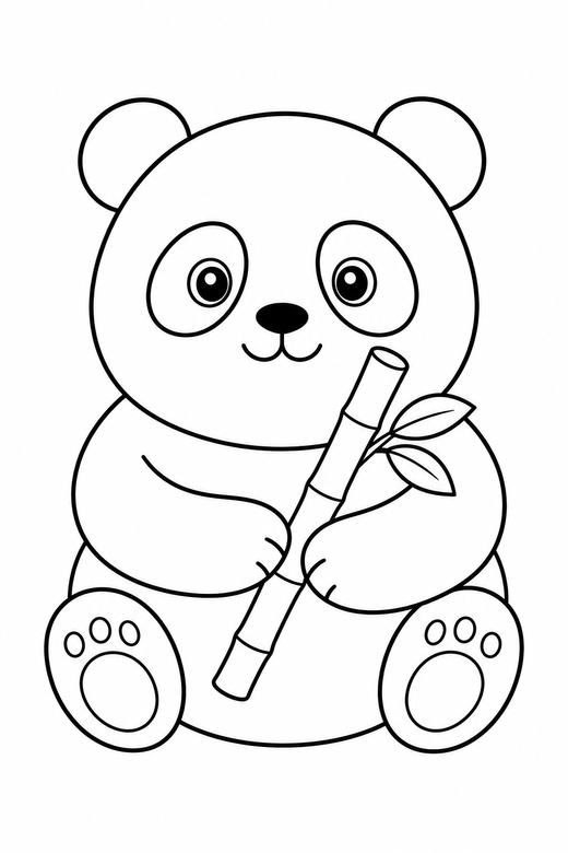 Panda eating bamboo, color online