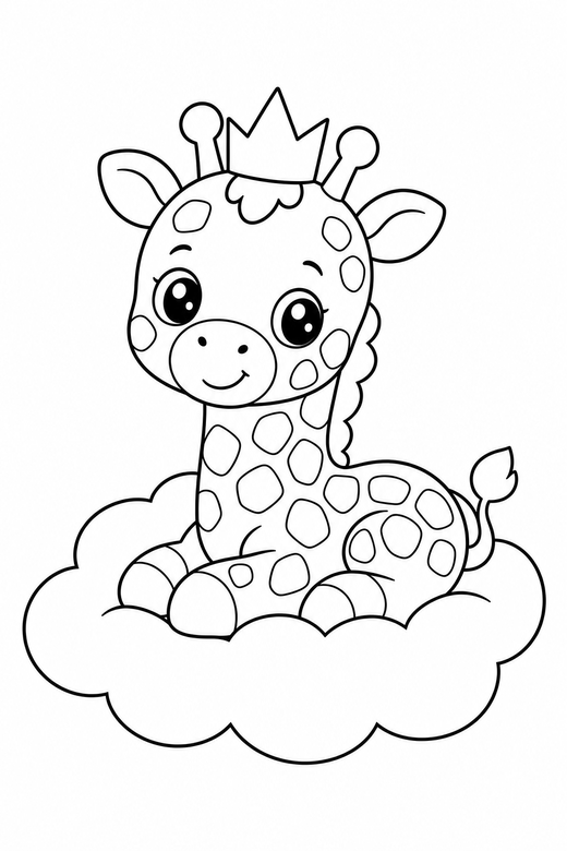 Giraffe crowned on a cloud, color online