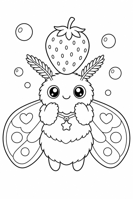 Moth strawberry hat with bubbles, color online