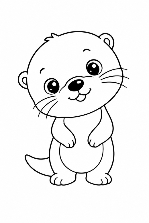 Otter head tilted plain, color online