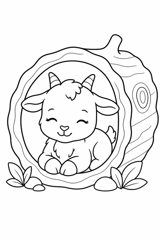 Kid goat content in a log, color online