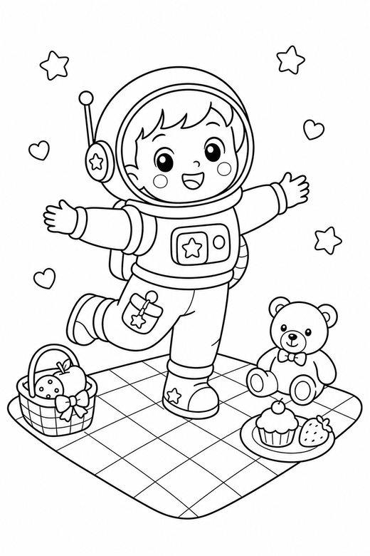 Little astronaut twirling, color online