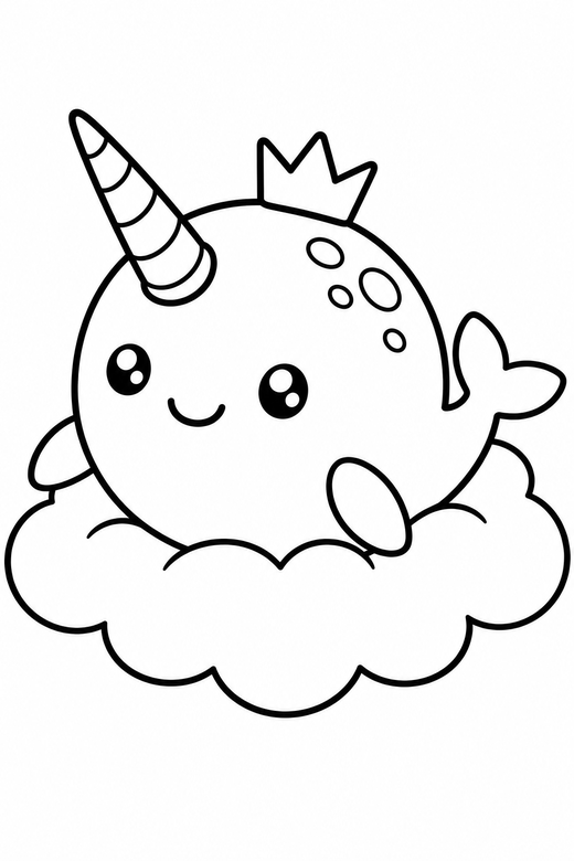 Narwhal crowned on a cloud, color online