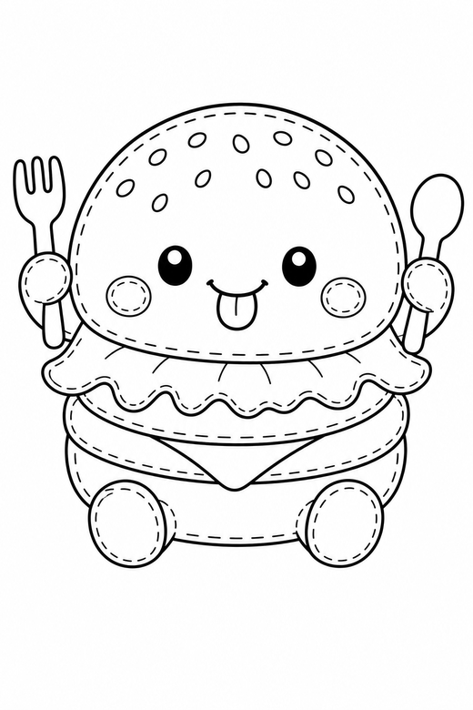 Burger cheeky with cutlery, color online