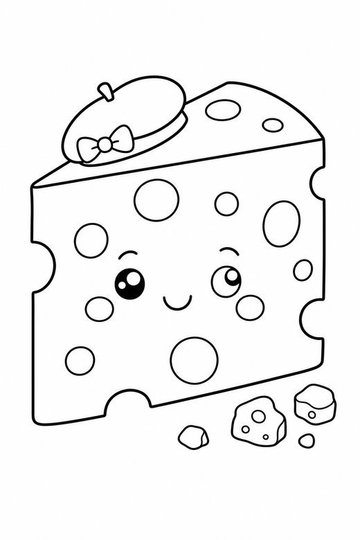 Cheese wedge blushing with crumbs, color online