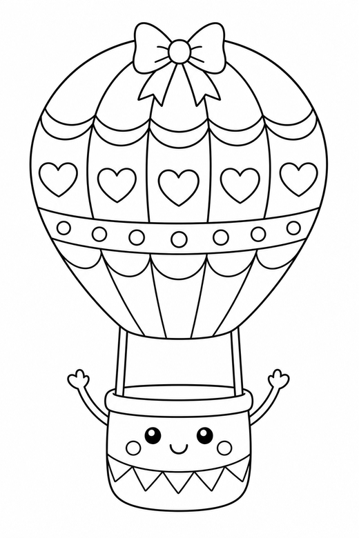Hot air balloon arms up with a bow, color online