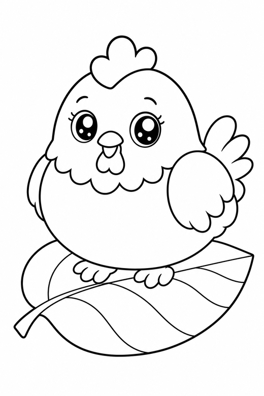 Hen starry-eyed on a leaf, color online