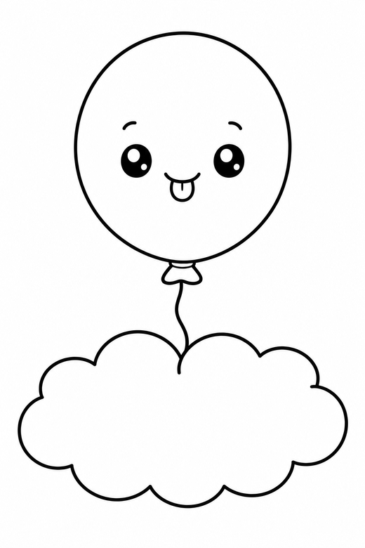 Balloon cheeky on a cloud, color online