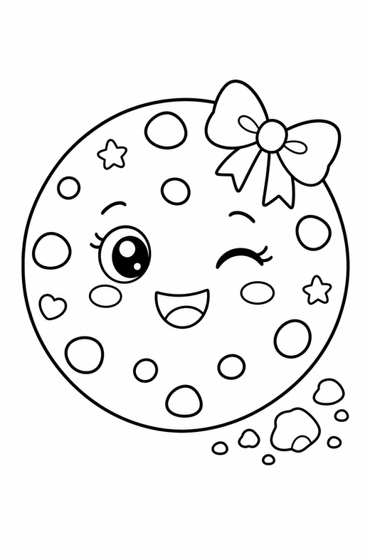 Chocolate chip cookie winking with crumbs, color online