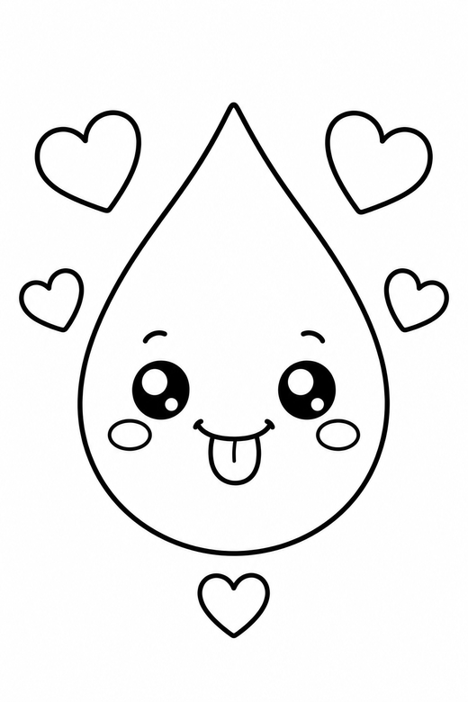 Raindrop cheeky with hearts, color online