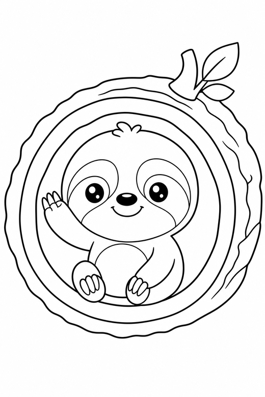 Sloth waving in a log, color online