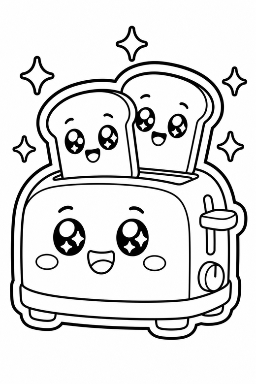 Toaster starry-eyed with sparkles, color online