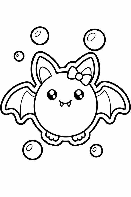 Bat with a bow with bubbles, color online