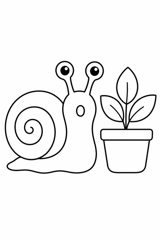 Snail surprised by a plant, color online