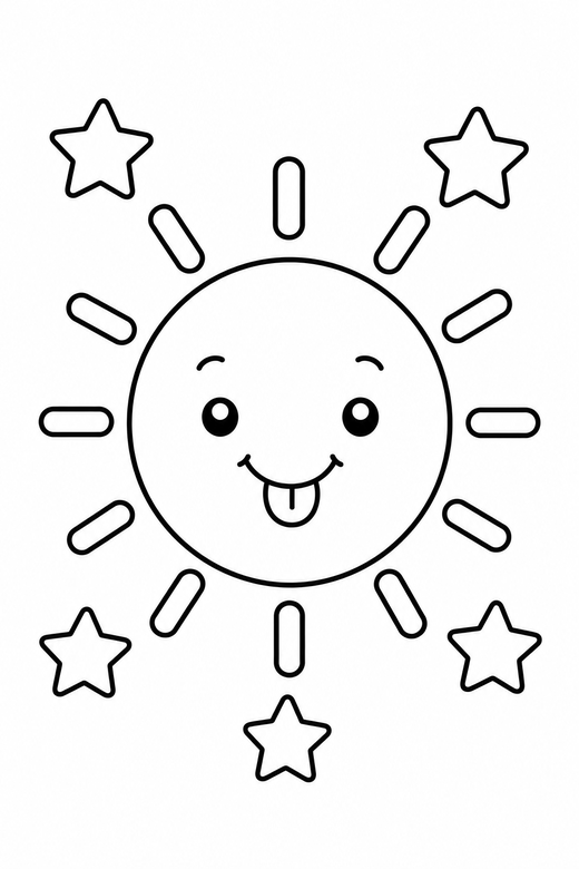 Sun cheeky with stars, color online