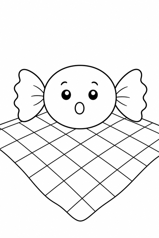 Wrapped candy surprised on a picnic cloth, color online