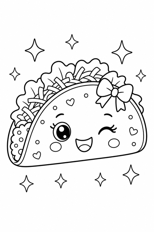 Taco winking with sparkles, color online