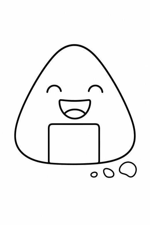 Onigiri smiling with crumbs, color online
