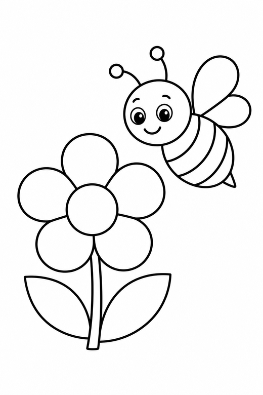 Bee and a flower, color online