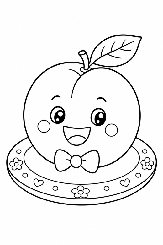 Peach smiling on a plate, color online
