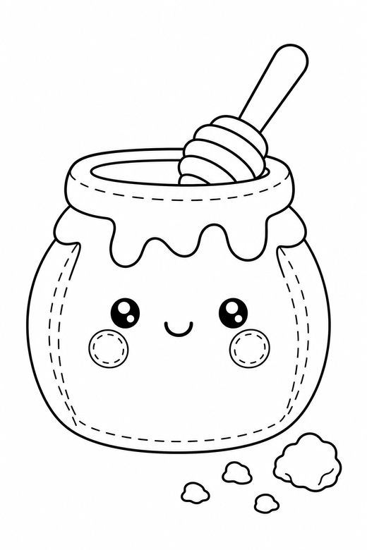 Honey jar blushing with crumbs, color online