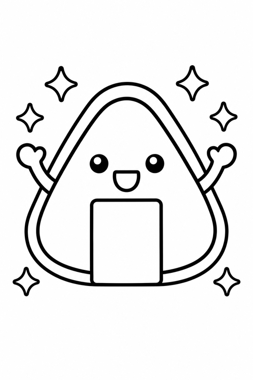 Onigiri arms up with sparkles, color online