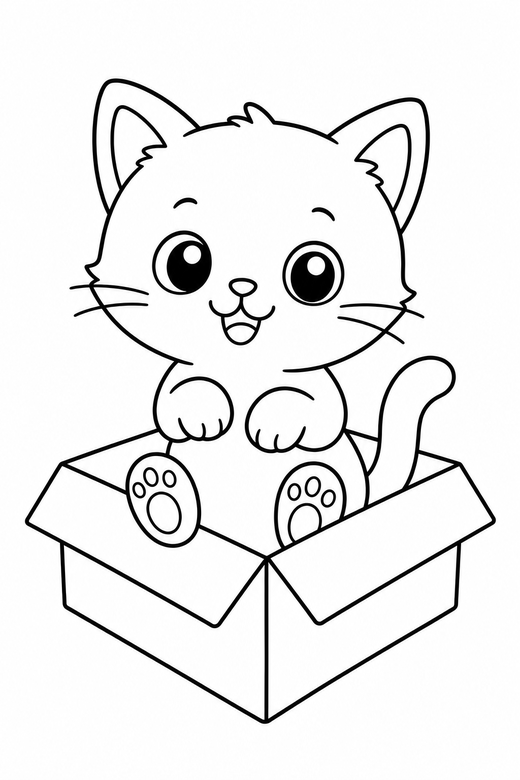 Kitten sitting up in a box, color online