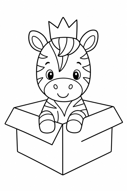Zebra crowned in a box, color online