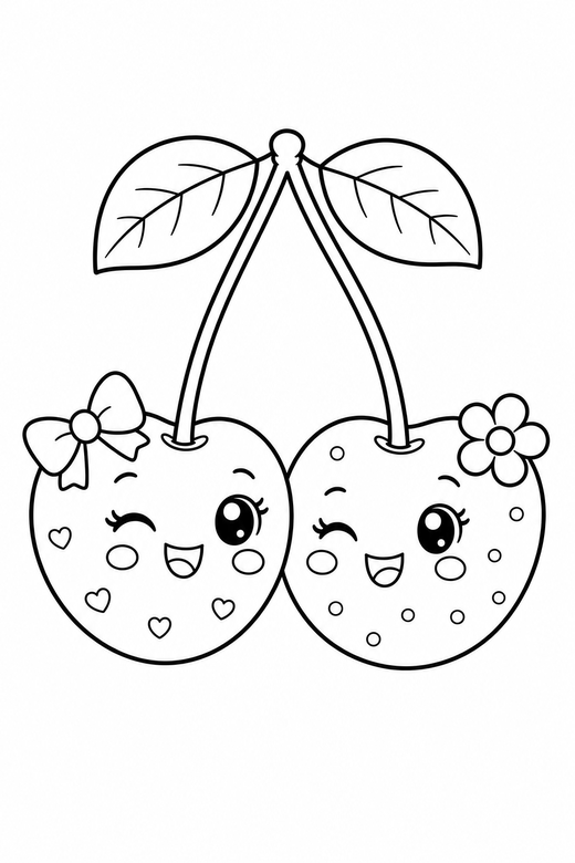 Pair of cherries winking plain, color online