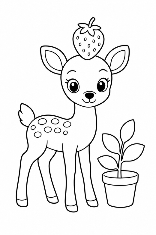 Fawn strawberry hat by a plant, color online