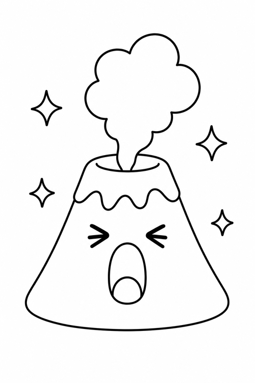 Volcano yawning with sparkles, color online