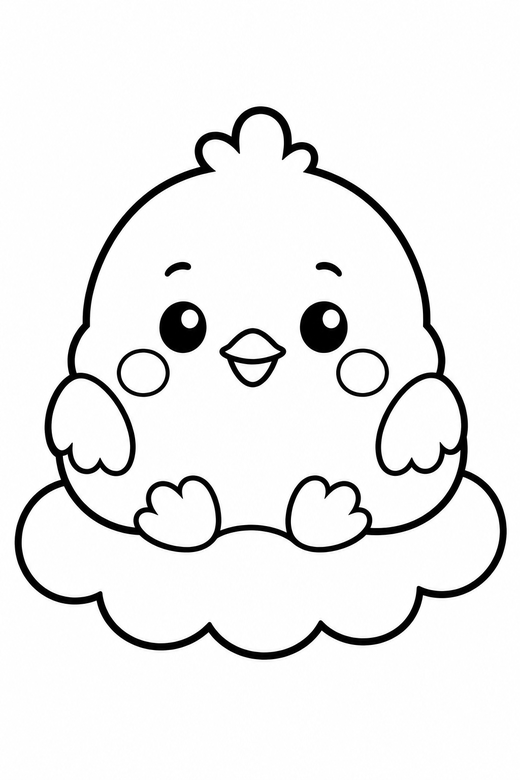 Chick blushing on a cloud, color online