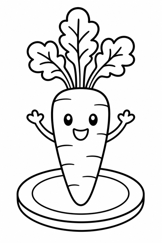 Carrot arms up on a plate, color online