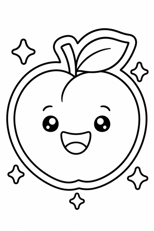 Peach smiling with sparkles, color online