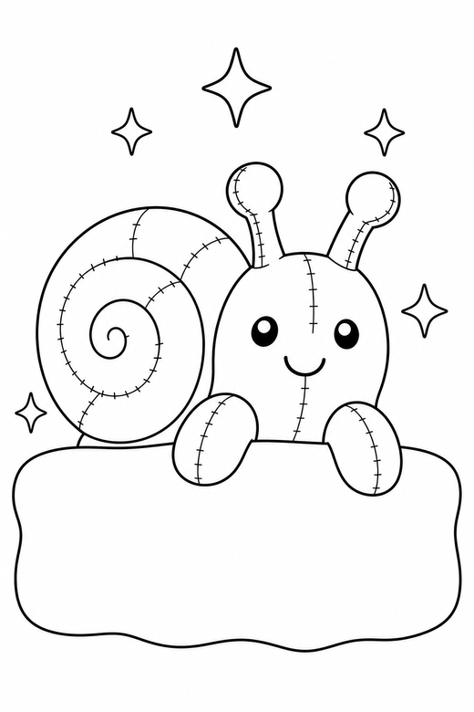 Snail peeking with sparkles, color online